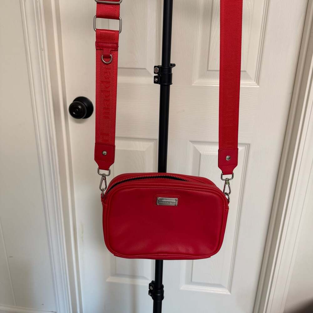 Madden Girl Red Faux Leather Camera Crossbody Bag